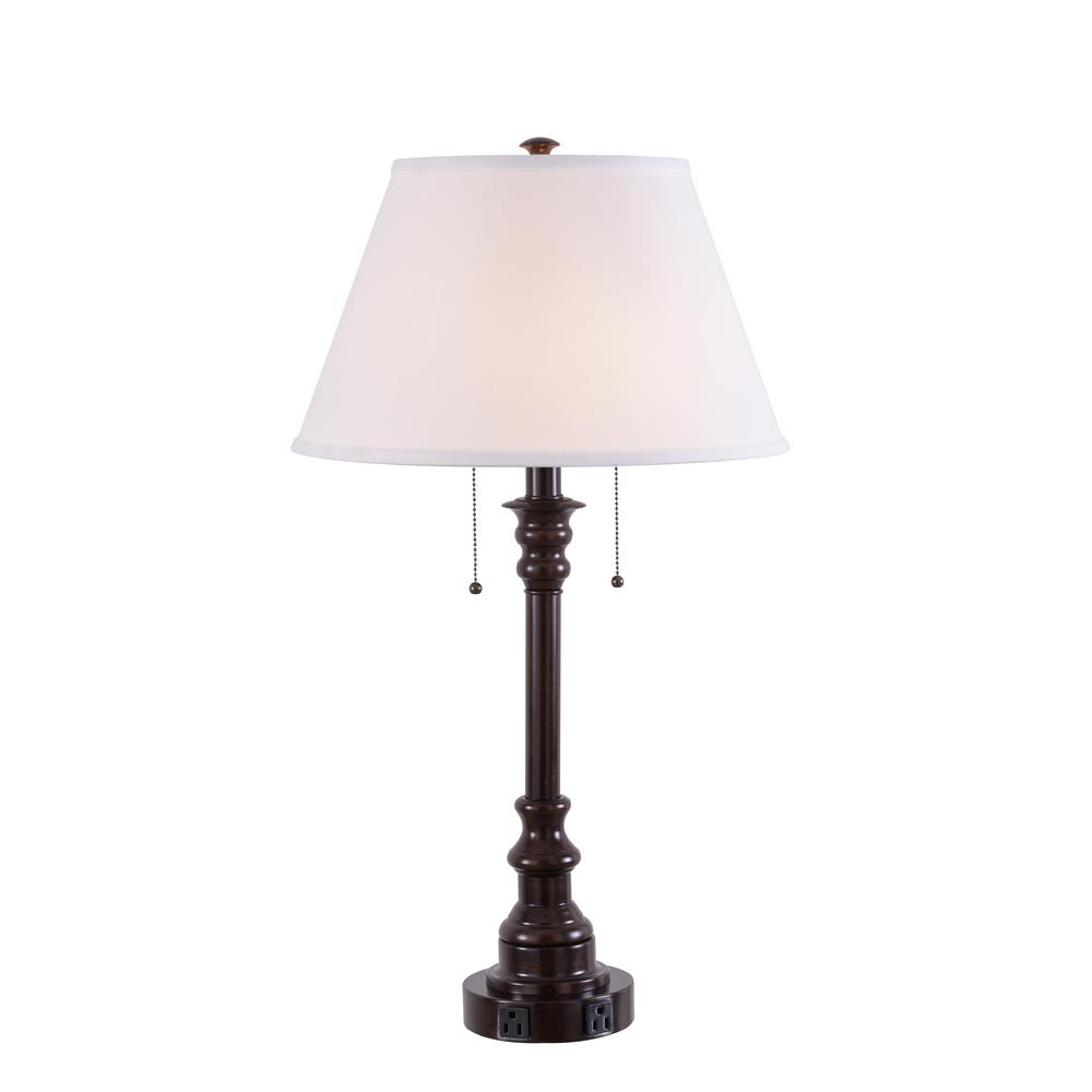 Kenroy Home Glass 30 In Oil Rubbed Bronze Hospitality Table Lamp With White Fabric Shade