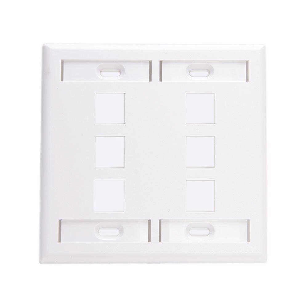 Leviton 2Gang QuickPort Standard Size 6Port Wallplate with ID Windows, White420806WP The
