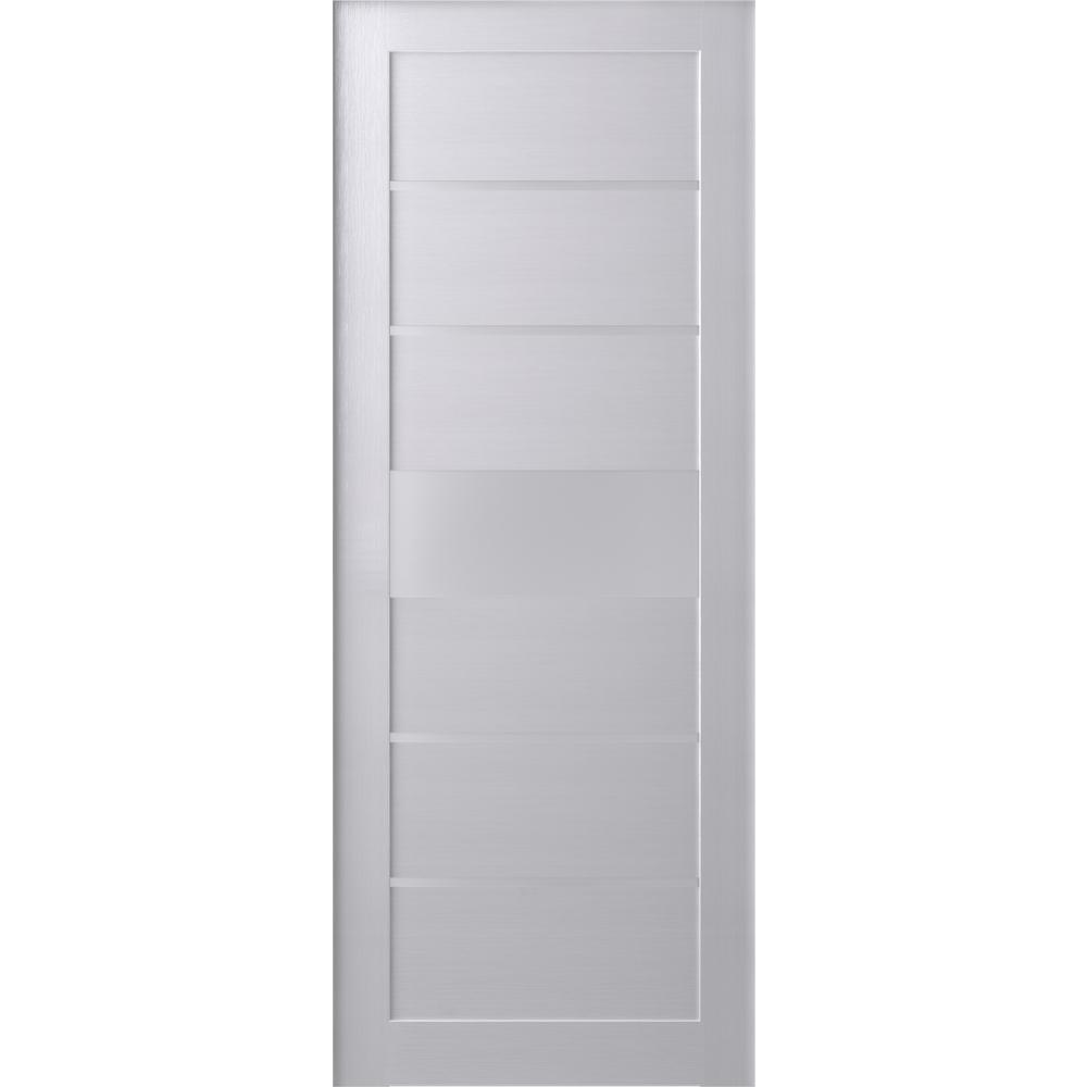 18 In X 80 In Siah Bianco Noble Finished Frosted Glass 5 Lite Solid Core Wood Composite Interior Door Slab No Bore