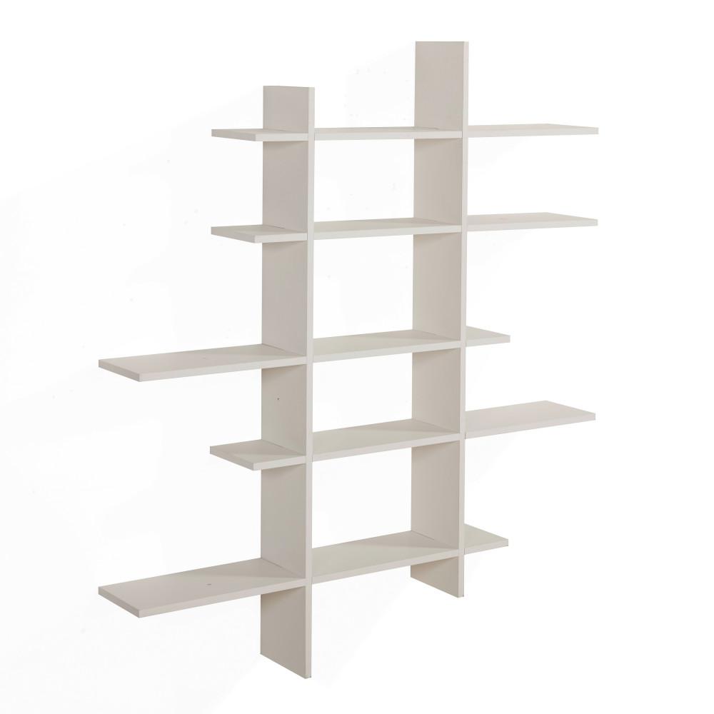 Coastal Shelving Storage Organization The Home Depot White Mdf 5 Level Asymmetric Floating Shelf