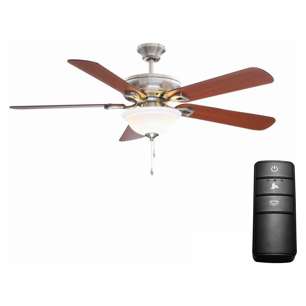 Hampton Bay Rothley 52 In Led Brushed Nickel Ceiling Fan With Light Kit And Remote Control