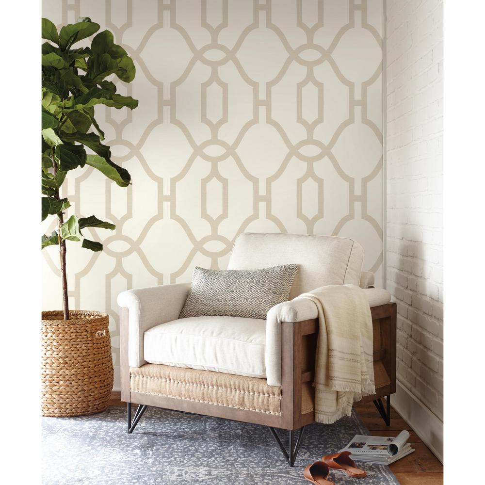 Magnolia Home by Joanna Gaines 56 sq.ft. Woven Trellis Wallpaper ME1554 ...