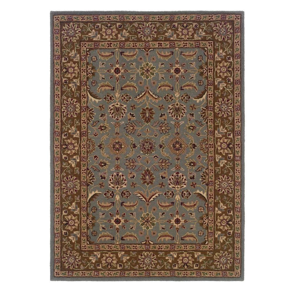 Linon Home Decor Trio Light Blue and Brown 5 ft. x 7 ft. Area RugRUG