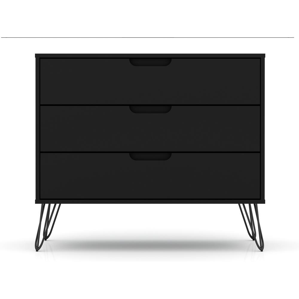 3 Drawer Black Mid Century Modern Dresser