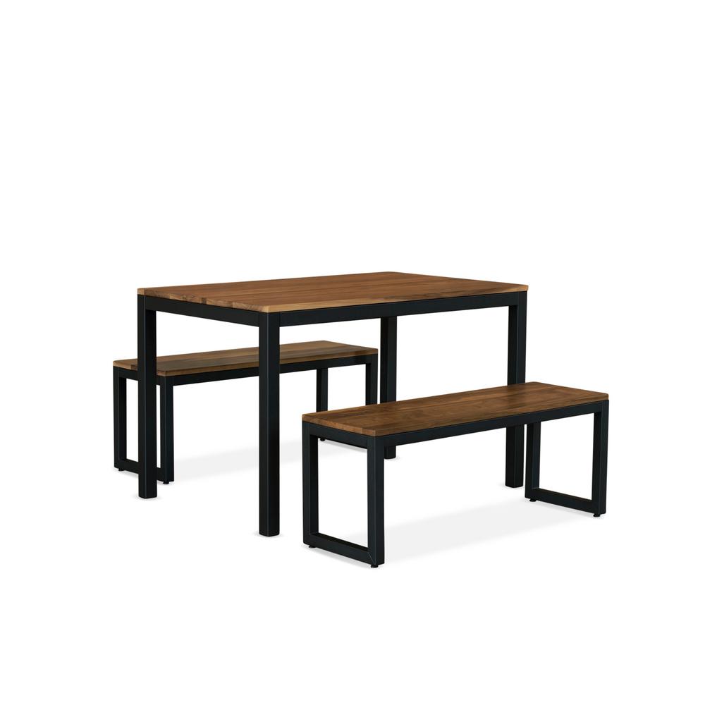 48 In X 30 Loft Black And Walnut Bench Dining Set