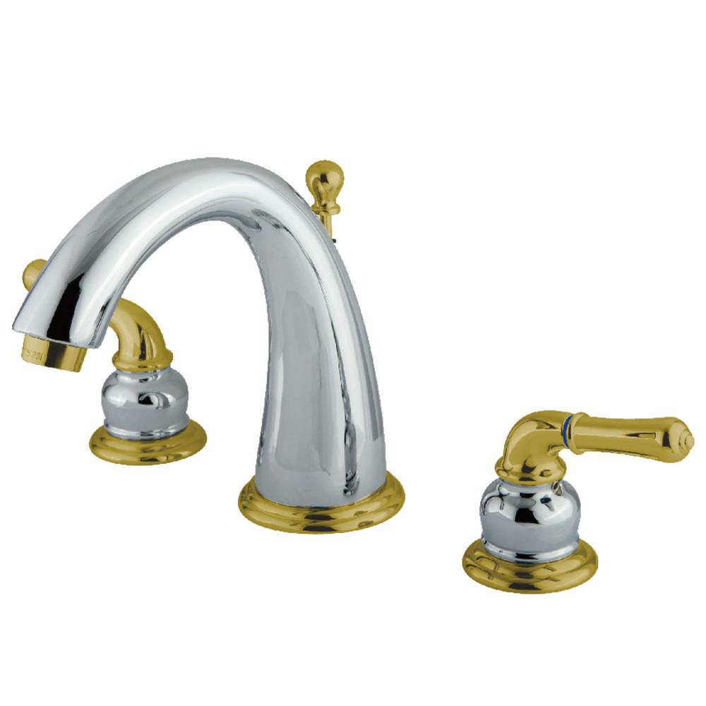 Kingston Brass Modern 8 In Widespread 2 Handle Bathroom Faucet In Chrome And Polished Brass