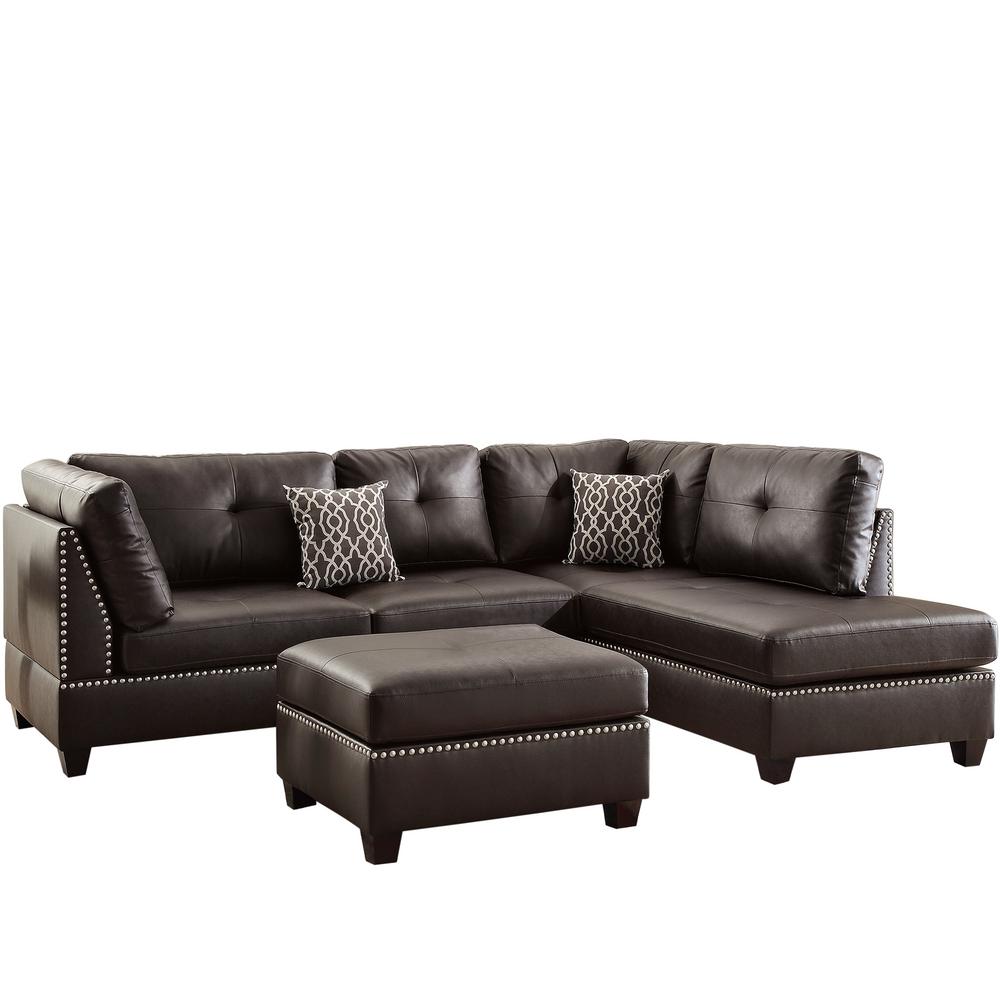 Worldwide Florence 3Piece Espresso Sectional Sofa in
