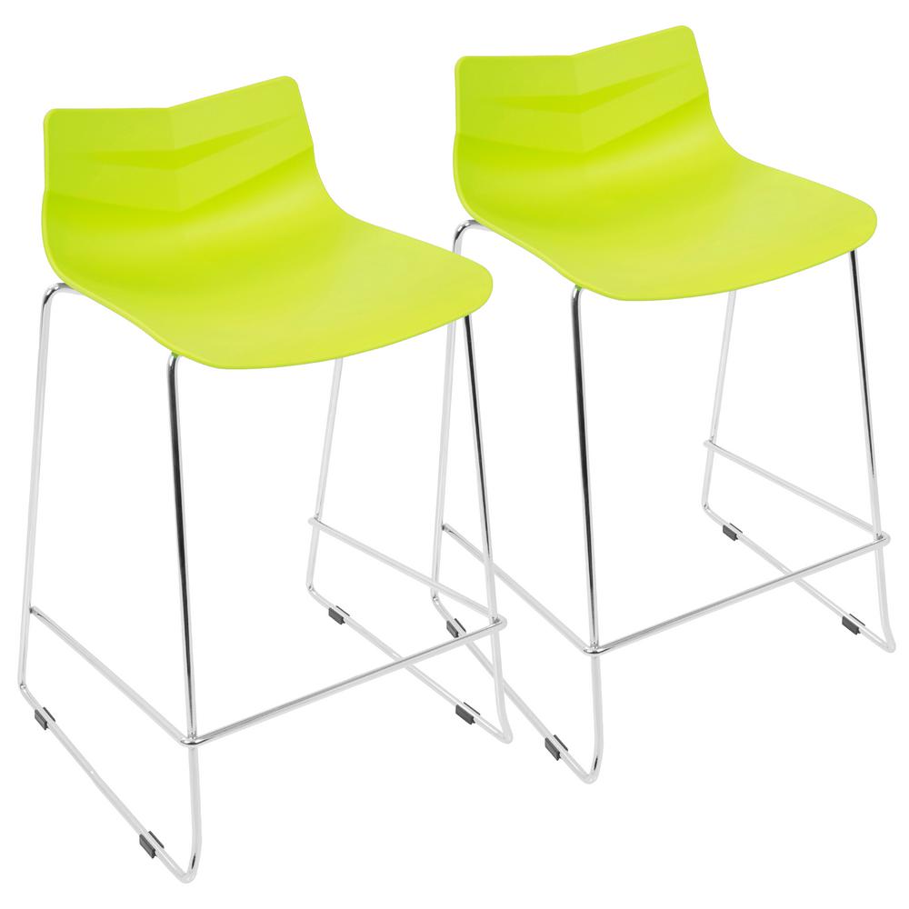 Lumisource Arrow 25 In Lime Green Stackable Counter Stool Set Of 2 Lime Green Stackable Counter Stool Set Of 2