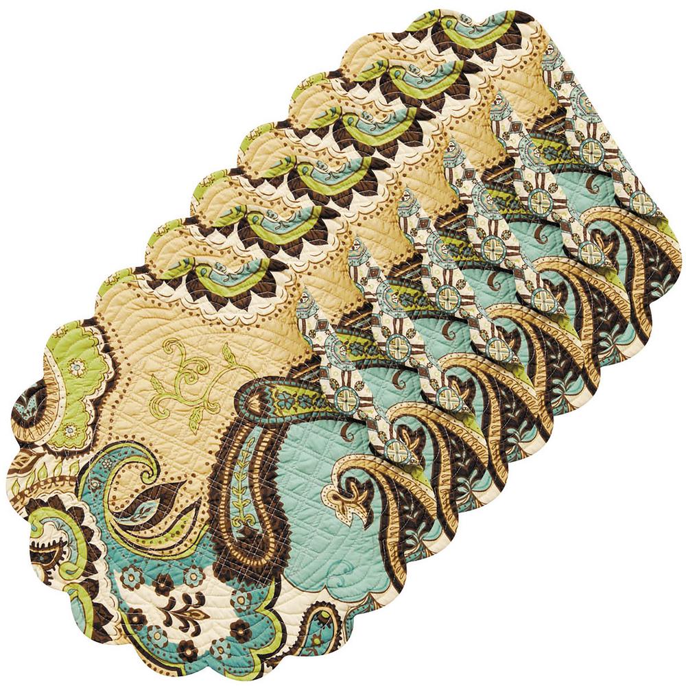 C&F HOME Kasbah Round Green Placemat (Set of 6) 862601559S6 The Home