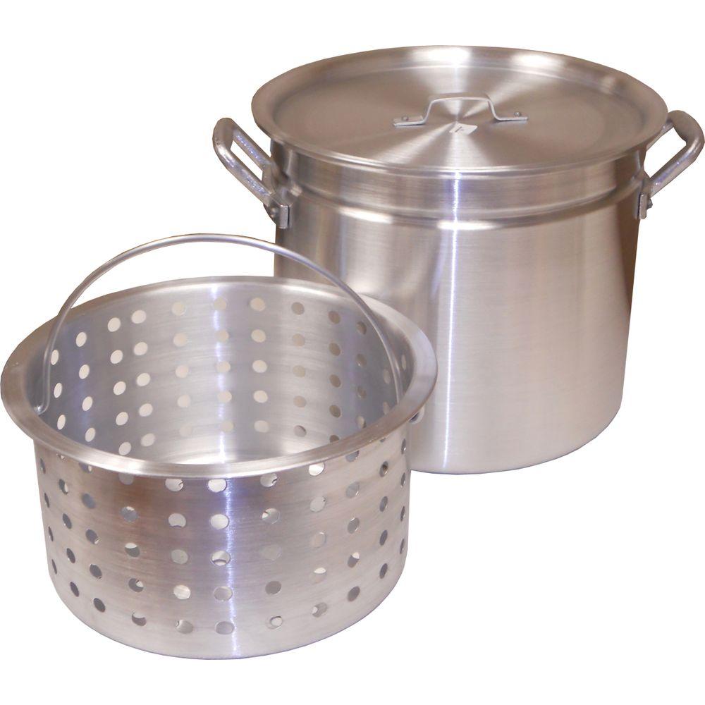 King Kooker 42 Qt Aluminum Ridged Pot With Punched Basket King Kooker 42 Qt Aluminum Ridged Pot With Punched Basket