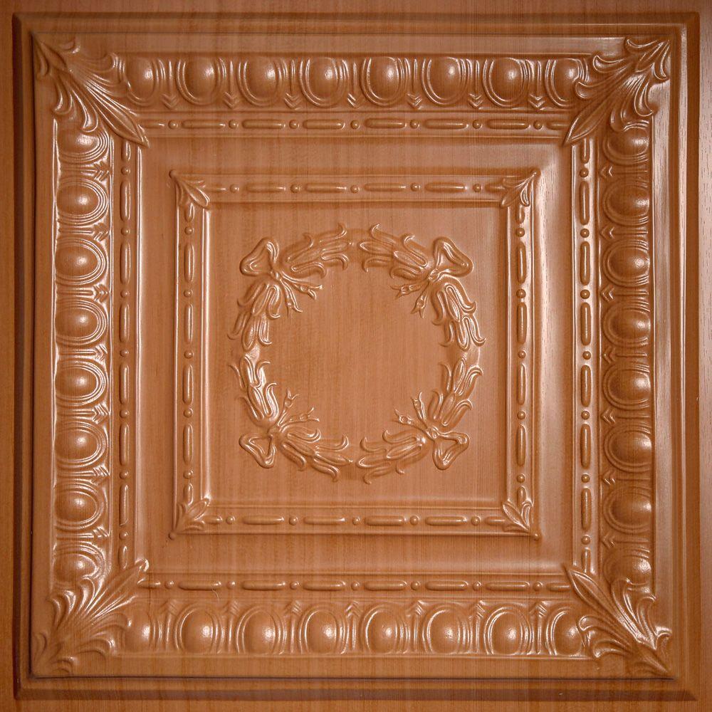 Ceilume Empire Faux Wood Caramel 2 Ft X 2 Ft Lay In Or Glue Up Ceiling Panel Case Of 6