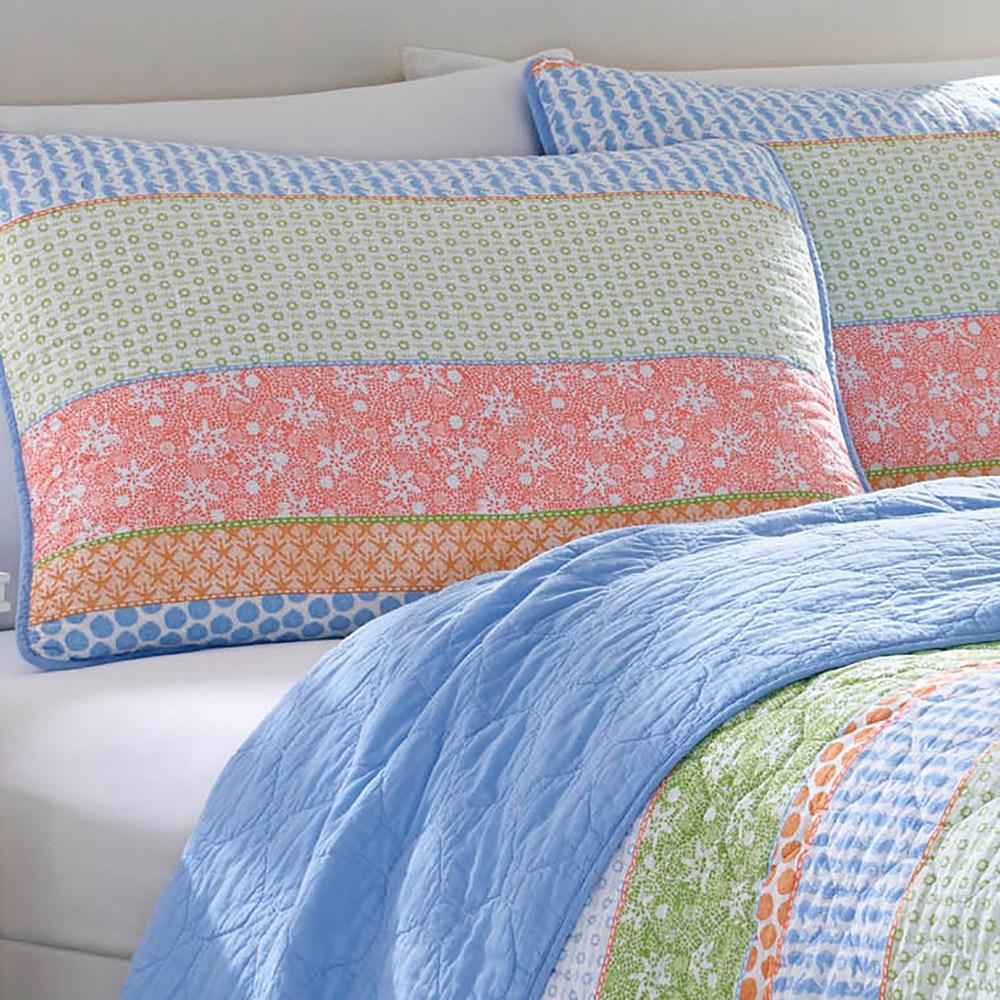 Poppy Fritz Charlie Blue 3 Piece Full Queen Quilt Set 220817