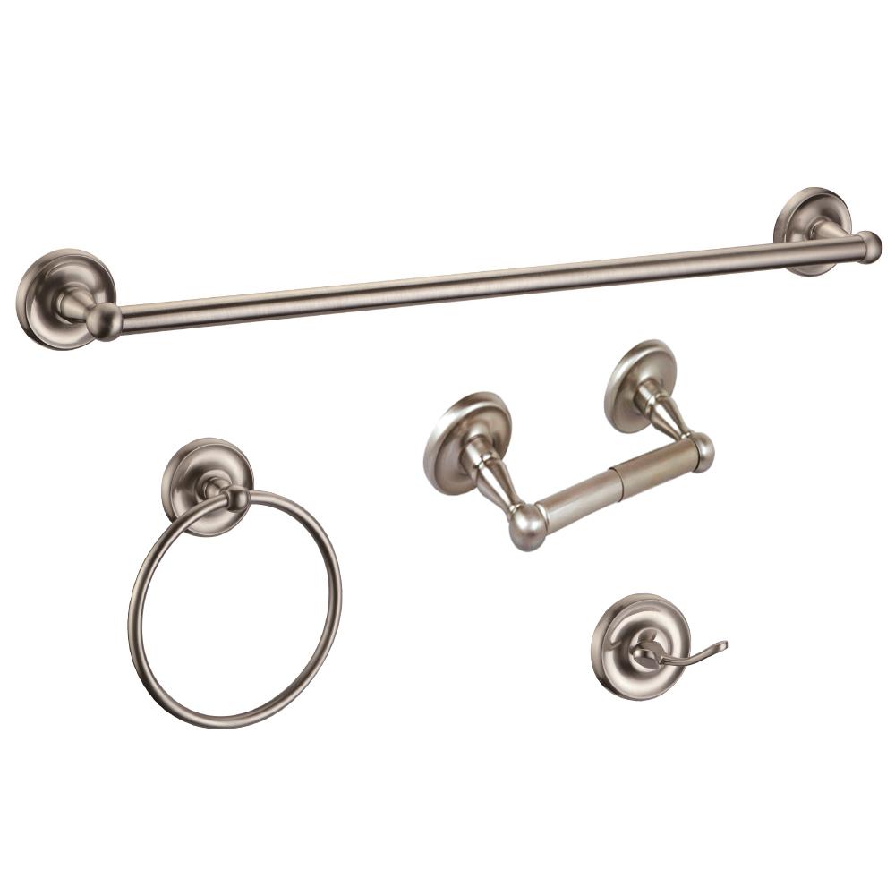 Design House San Martin 4 Piece Bathroom Hardware Accessory Kit In Satin Nickel 188748 The Home Depot