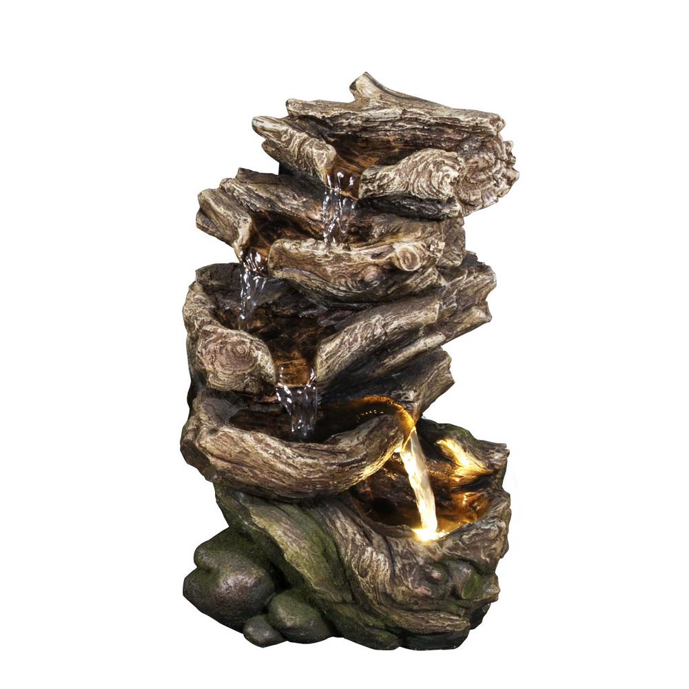 Hi Line Gift Multi Level Logs With Led Fountain 79555 A The Home