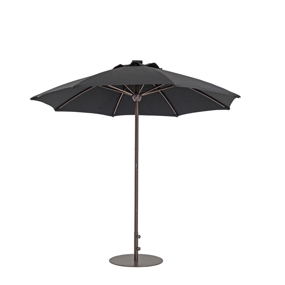 9 Ft Automatic Market Patio Umbrella With Lights In Black Automatic Market Patio Umbrella With Lights In Black
