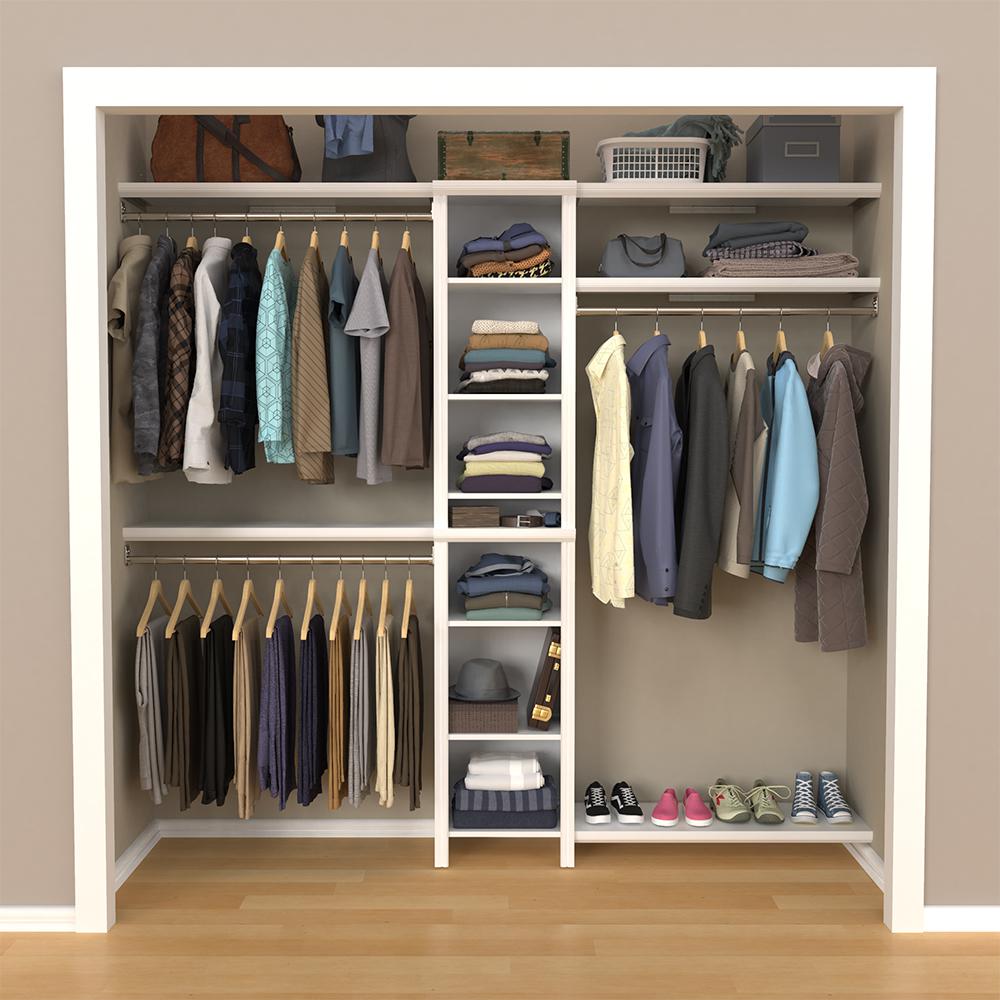Closetmaid Impressions Basic 48 In W 112 In W White Wood Closet System 53016 The Home Depot 1890