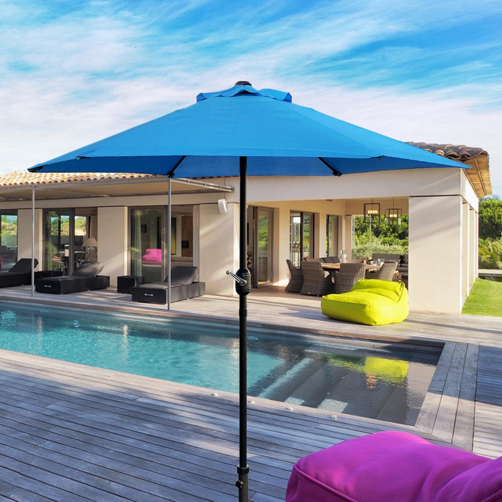 Home Decorators Collection Camden 9 Ft Aluminum Crank Patio Umbrella In Fretwork Flax Yjauc 171sf The Home Depot