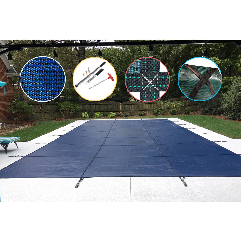 WaterWarden 16 ft. x 34 ft. Rectangle Blue Mesh InGround Safety Pool CoverSCMB1634 The Home