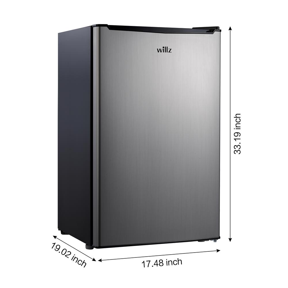 Willz 3.3 cu. ft. Mini Fridge Single Door with Chiller in Stainless