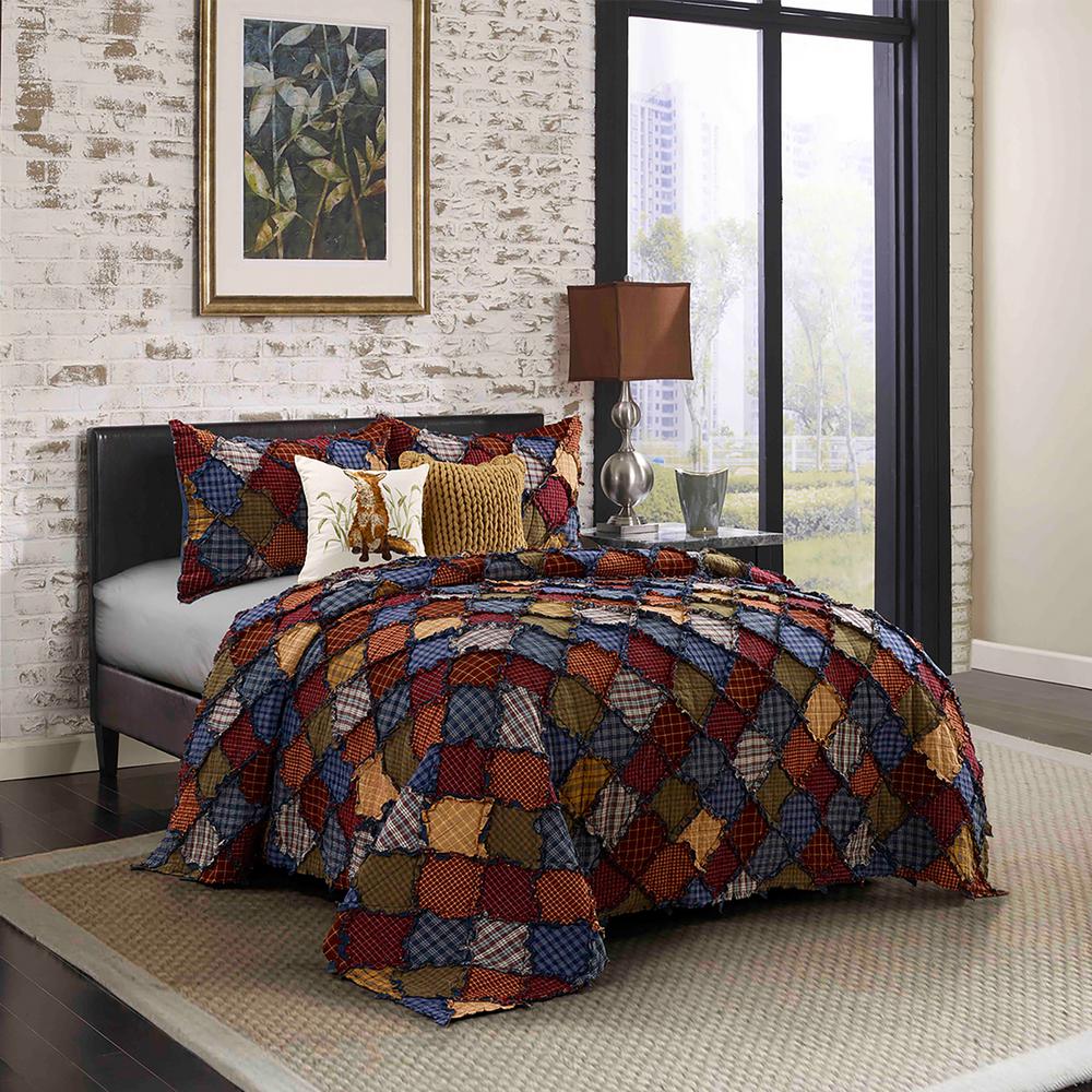 DONNA SHARP Blue Ridge Blue Cotton King Quilt Set (3Piece)50177 The