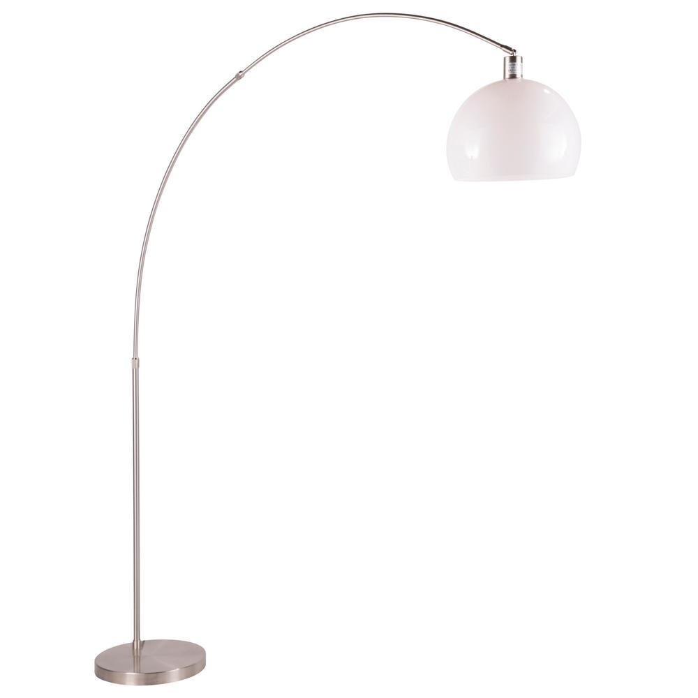 Lumisource Decco 76 In White And Satin Nickel Arched Floor Lamp Ls White And Satin Nickel Arched Floor Lamp