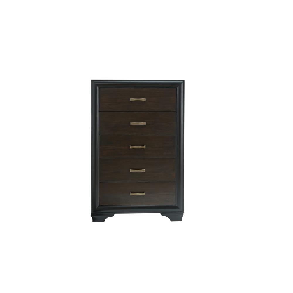 Progressive Furniture Dakota 5 Drawer Mahogany And Black Chest Of