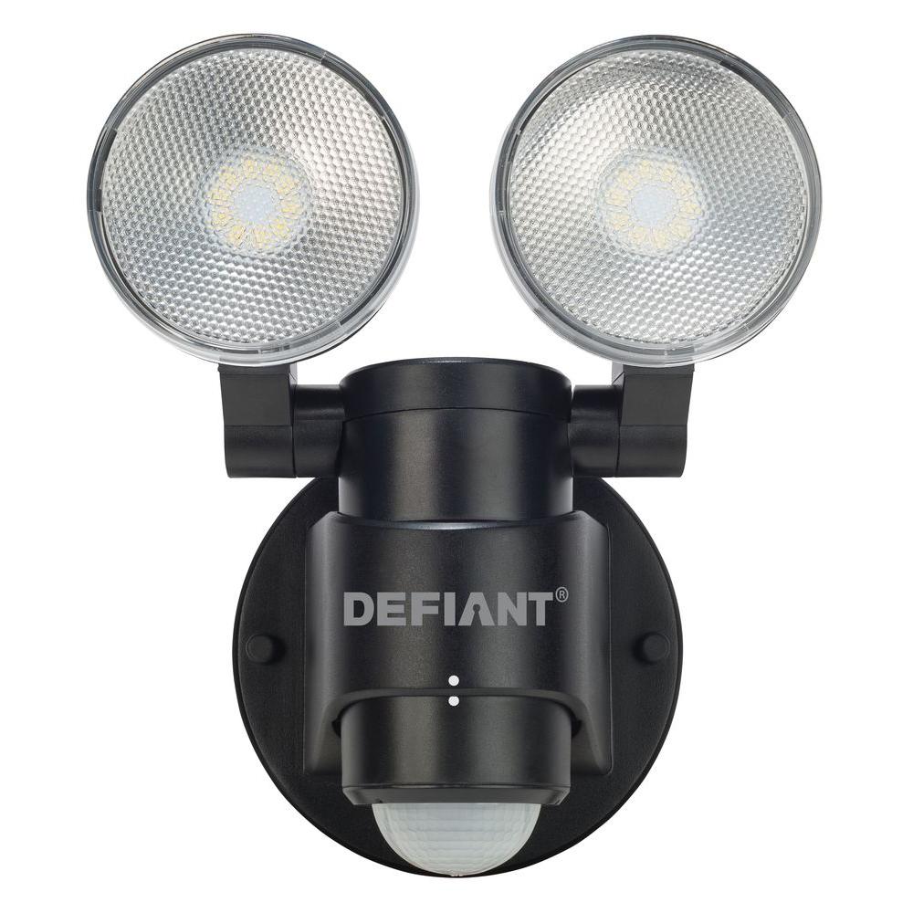 Defiant 180 Degree Black Motion Activated Outdoor Integrated LED Twin