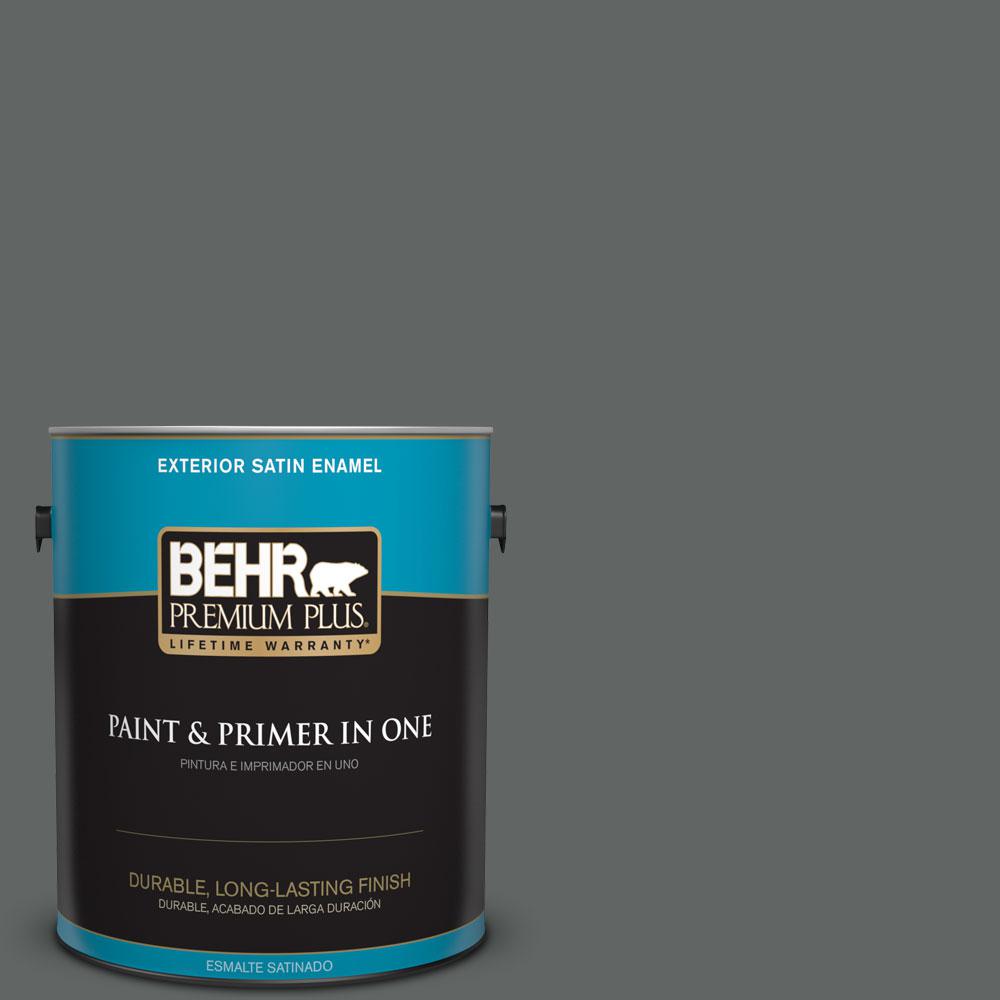BEHR Premium Plus 1gal. BXC41 Charcoal Satin Enamel Exterior Paint