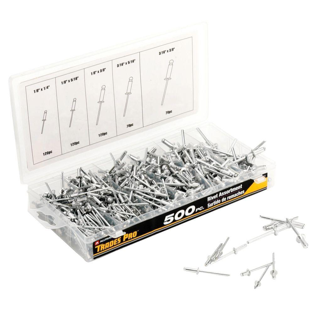 Tradespro Rivet Assortment 500 Piece 836341 The Home Depot 