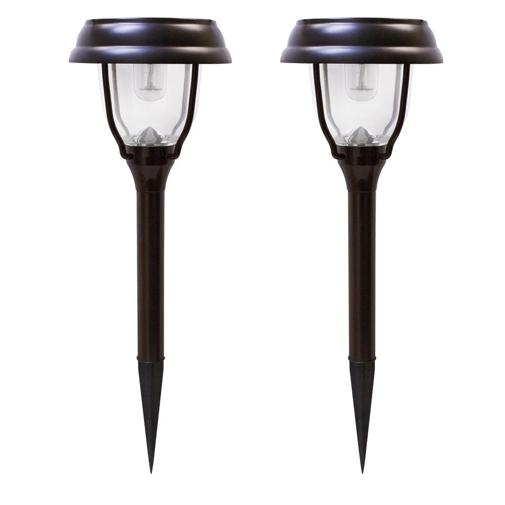 Gama Sonic Path Lights Landscape Lighting The Home Depot Solar Powered Brown Outdoor Integrated Led Landscape Garden Path Light 2 Pack