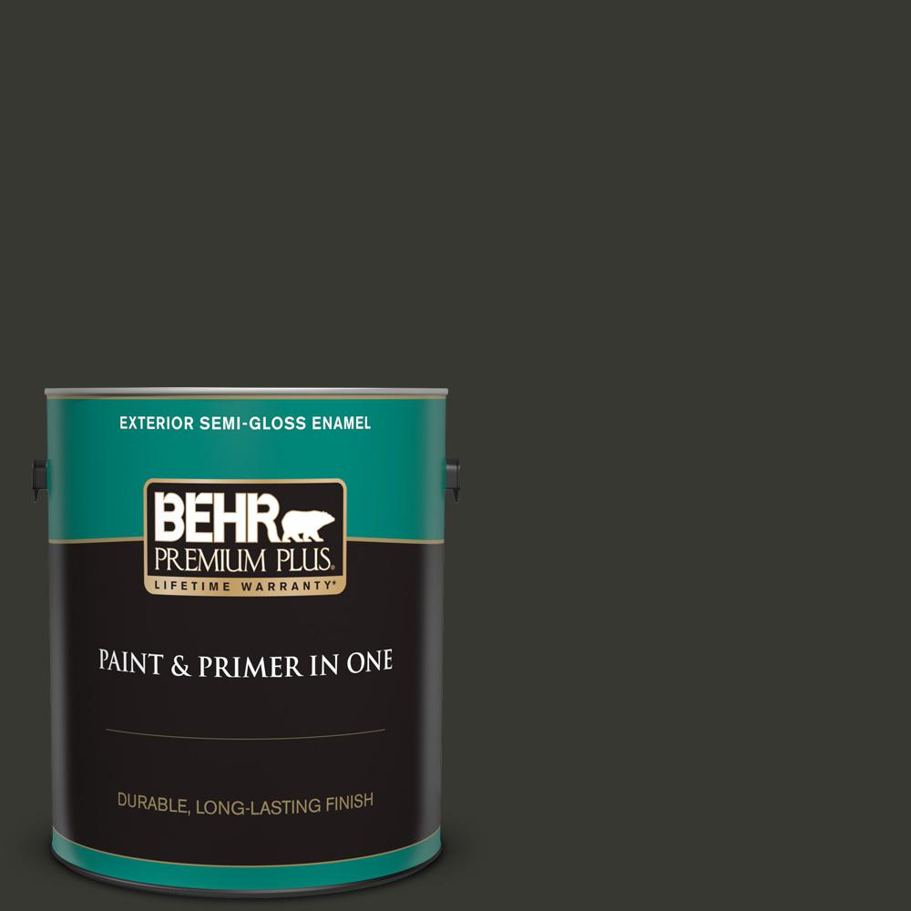 BEHR PREMIUM PLUS 1 gal. T133 Black Lacquer SemiGloss Enamel