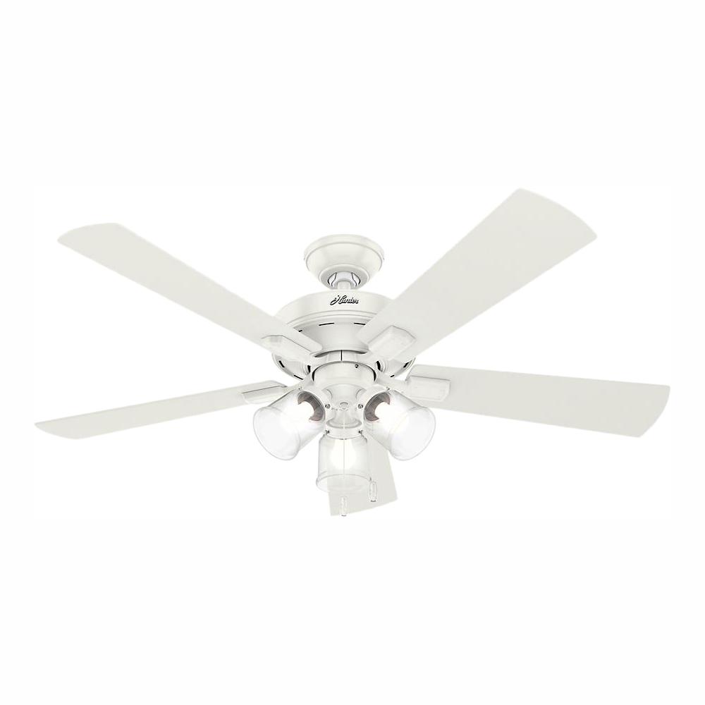 Hunter Crestfield 52 In Led Indoor Fresh White Ceiling Fan With 3 Light Kit