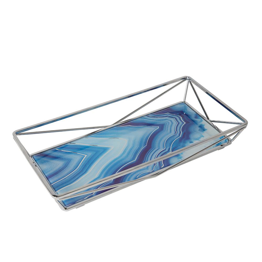 Home Details Cobalt Agate Design Geometric Vanity Tray In Chrome 26531 Chr The Home Depot