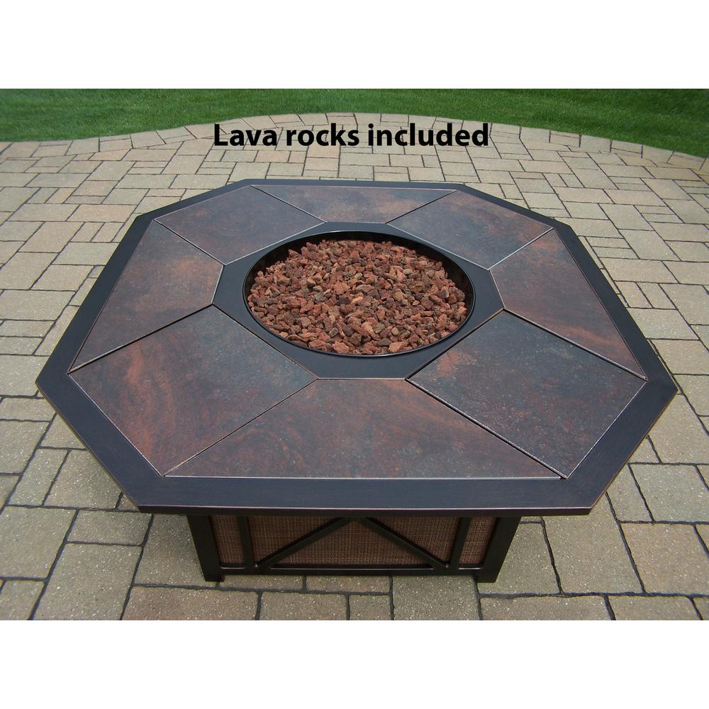 43 In X 24 In Octagon Gas Firepit Table With Porcelain Inlaid