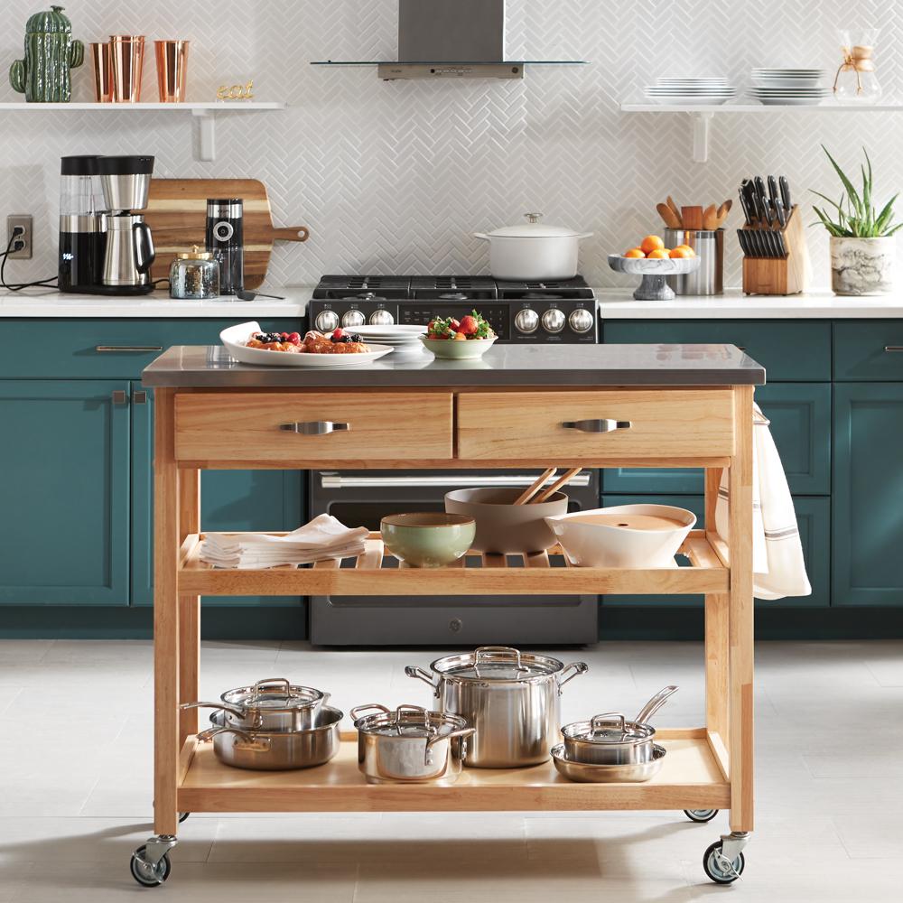 Homestyles Vineyard Natural Kitchen Cart With Stainless Top 5217 Kitchen Cart With Stainless Top 5217