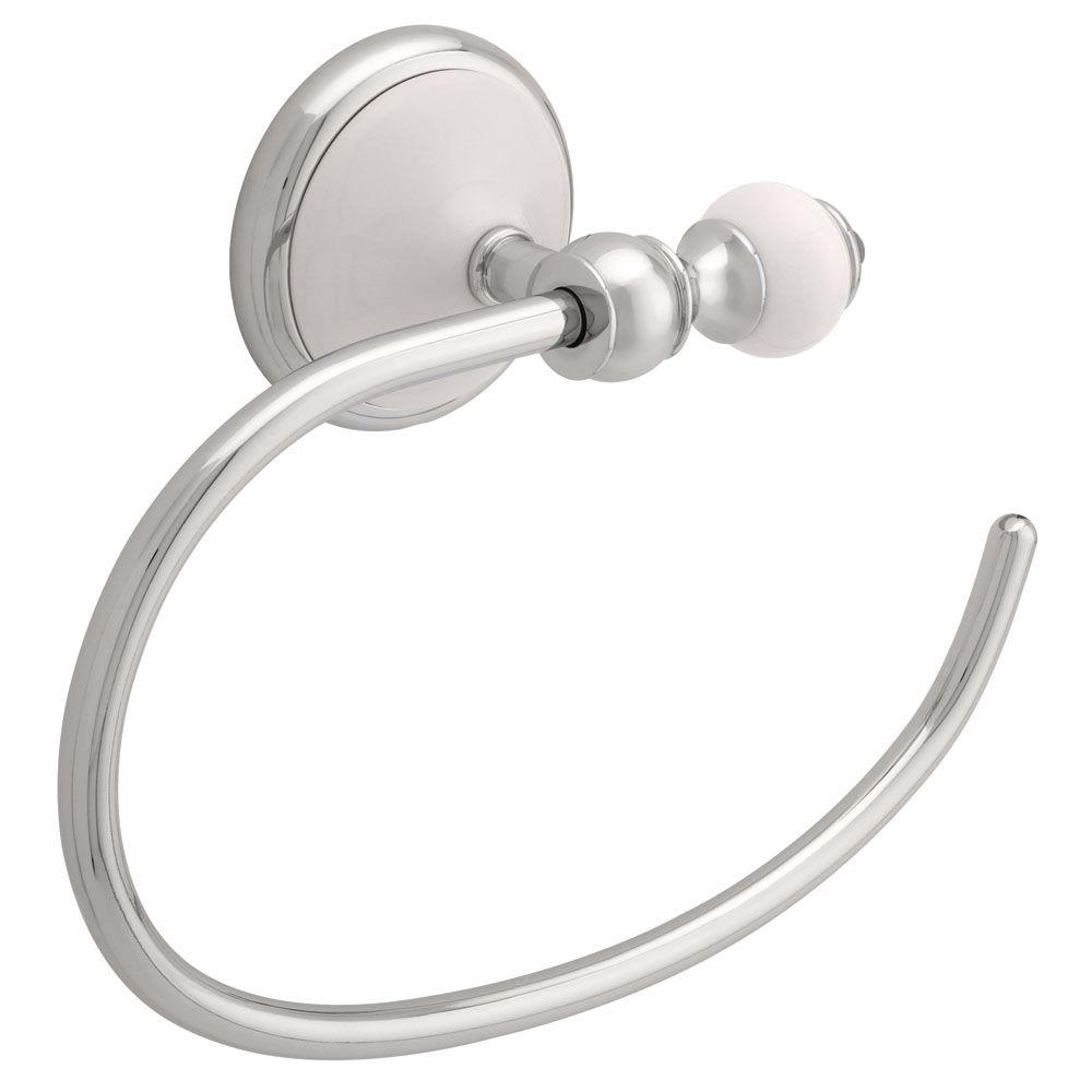 Delta Alexandria Towel Ring in Chrome and White126641 The Home Depot