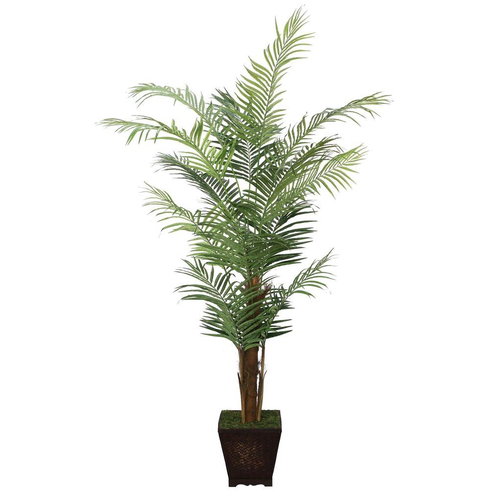 Laura Ashley 7 ft. Tall Realistic Silk Areca Palm Tree with Decorative