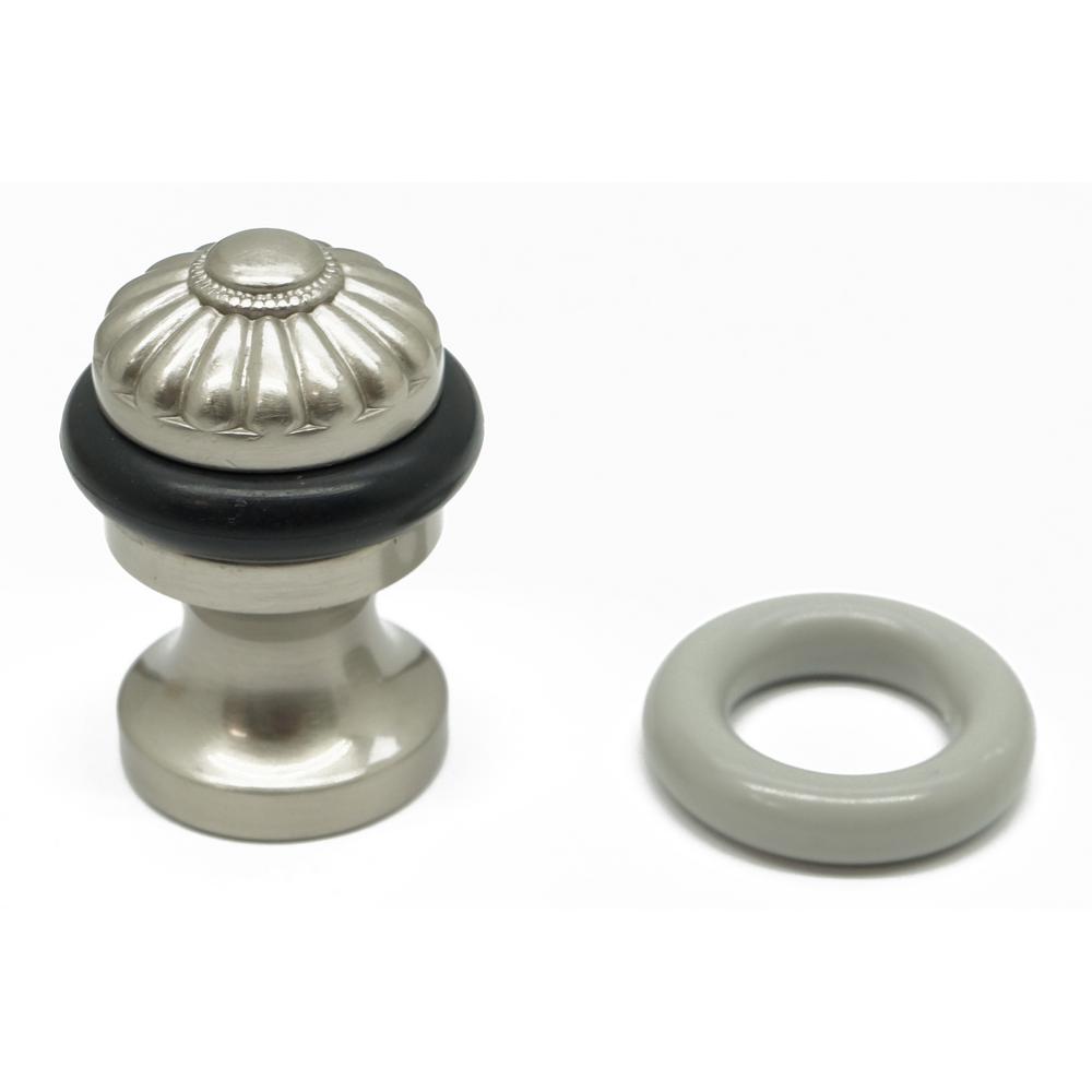 Solid Brass Melon Bullet Floor Door Stop in Satin Nickel