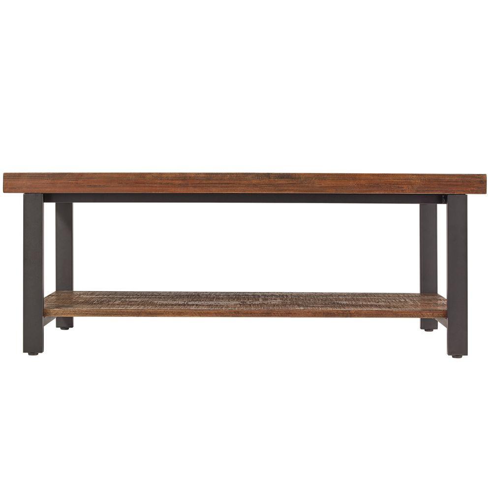 Litton Lane Natural Brown Rectangular Birch Wood Coffee Table Cart with Wheels 56137 The Home