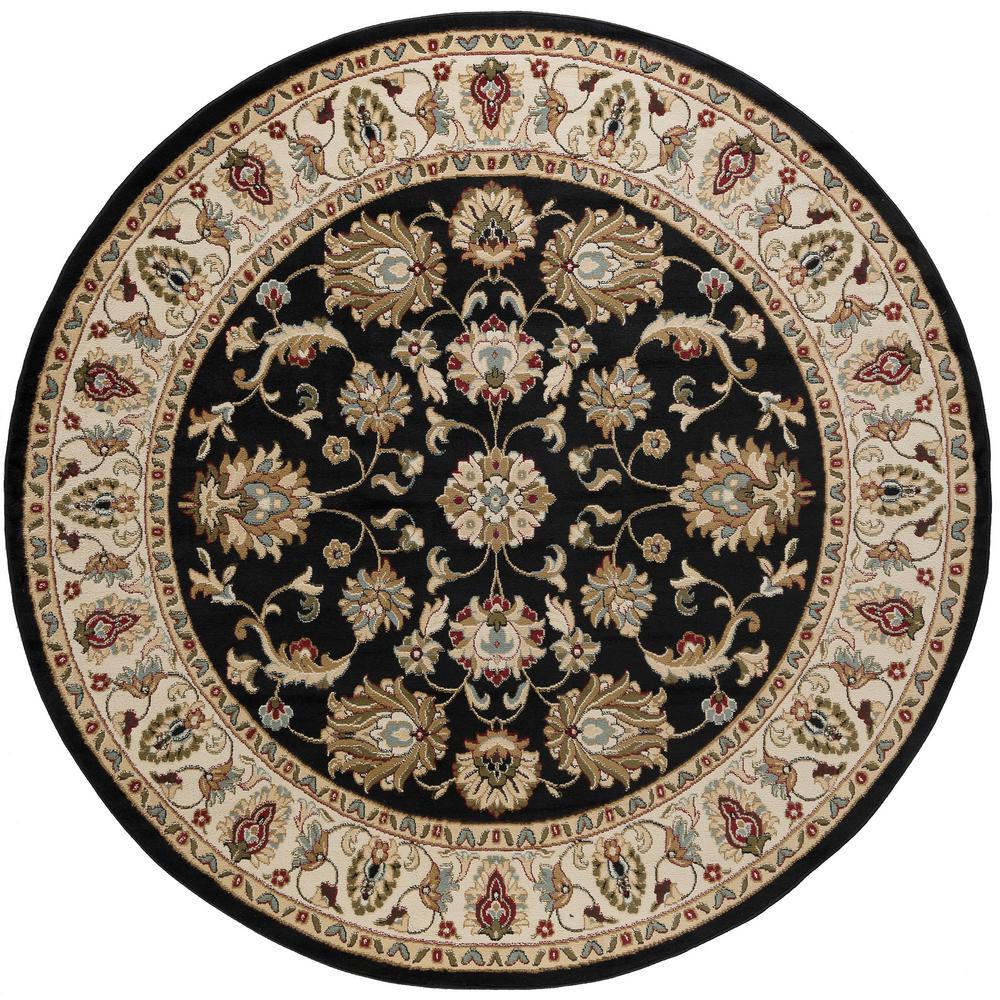 Round Synthetic Area Rugs The Home Depot Hampton Traditional Black 8 Ft Round Area Rug