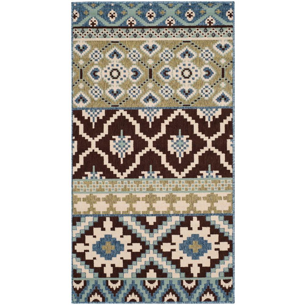 Safavieh Veranda Chocolate/Blue 2 ft. 7 in. x 5 ft. Indoor/Outdoor Area