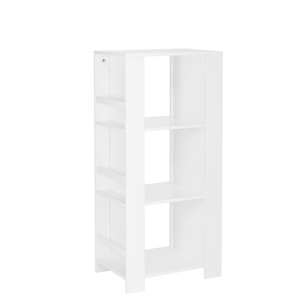 white sling bookcase