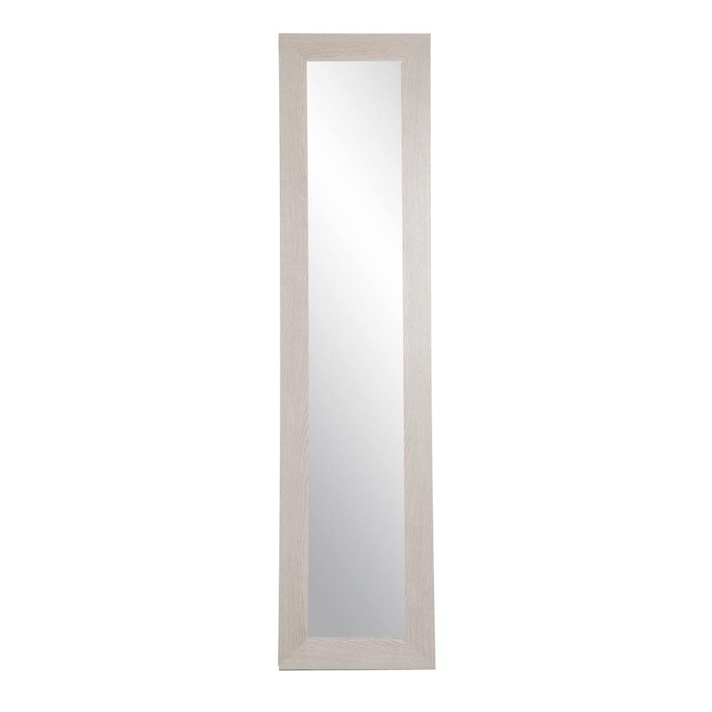 Farmhouse Gray Wood Grain Slim Floor Mirror