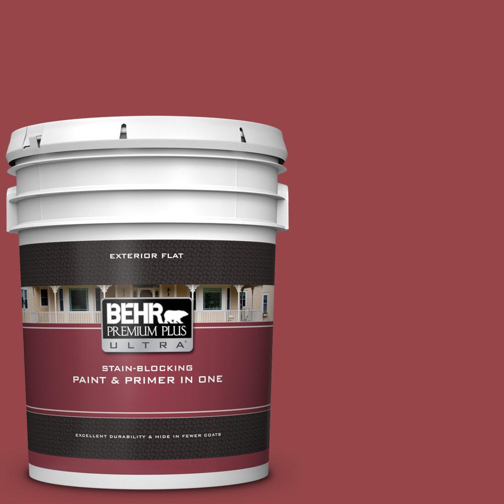 Behr Premium Plus Ultra 5 Gal 150d 7 Regal Red Flat Exterior Paint And Primer In One