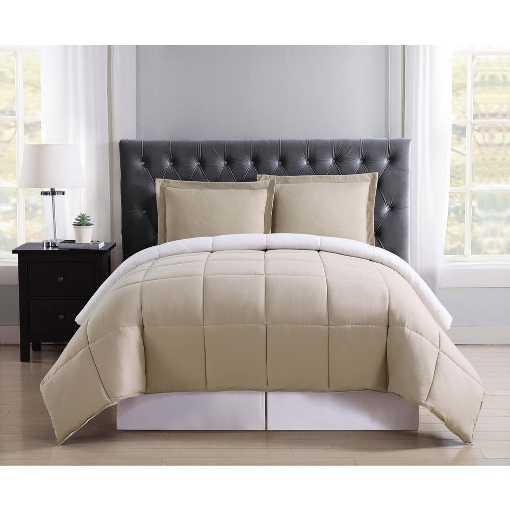 Everyday Khaki and Ivory Reversible Full/Queen Comforter SetCS1656KIFQ17 The Home Depot