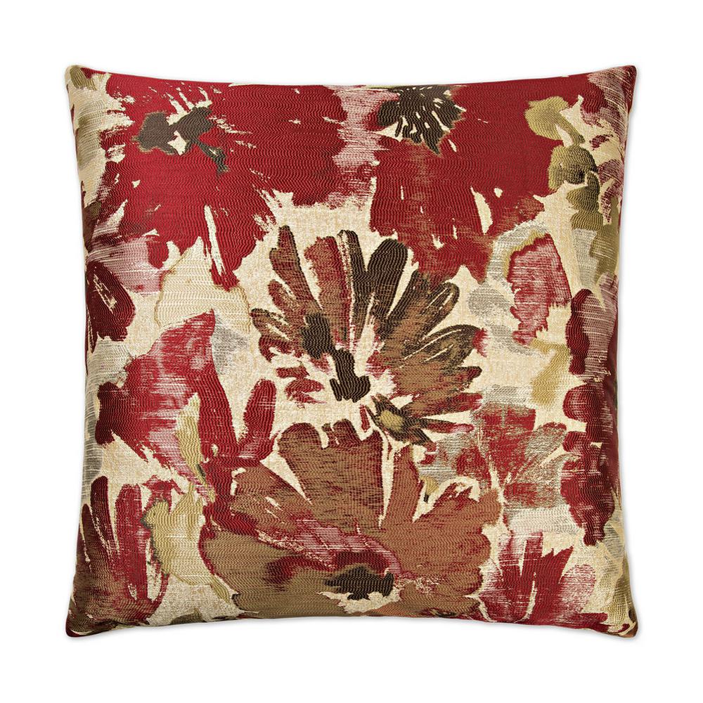 Spring Red Floral Down 24 In X 24 In Throw Pillow 2145 R The