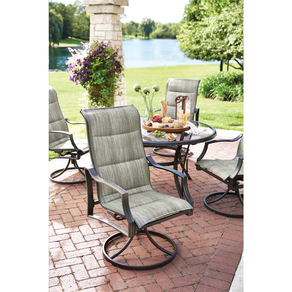 Statesville 5 Piece Padded Sling Patio Dining Set With 53 In Glass Statesville 5 Piece Padded Sling Patio Dining Set With 53 In Glass Top Outdoor