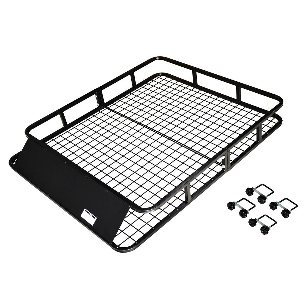 Max Load 165 lb. HeavyDuty Steel Roof Cargo Basket with Wind Fairing