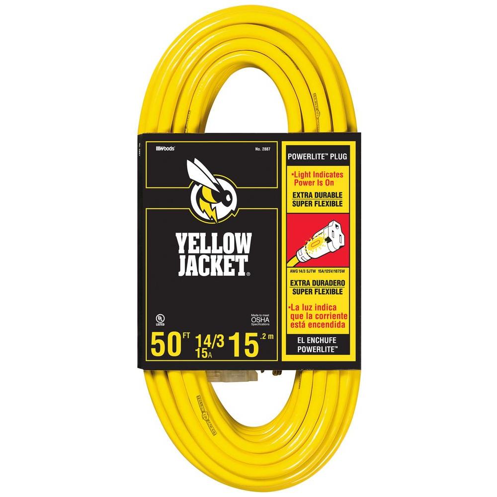 Outdoor Extension Cords Surge Protectors The 14 3 Sjtw Outdoor Medium Duty Extension Cord With Light