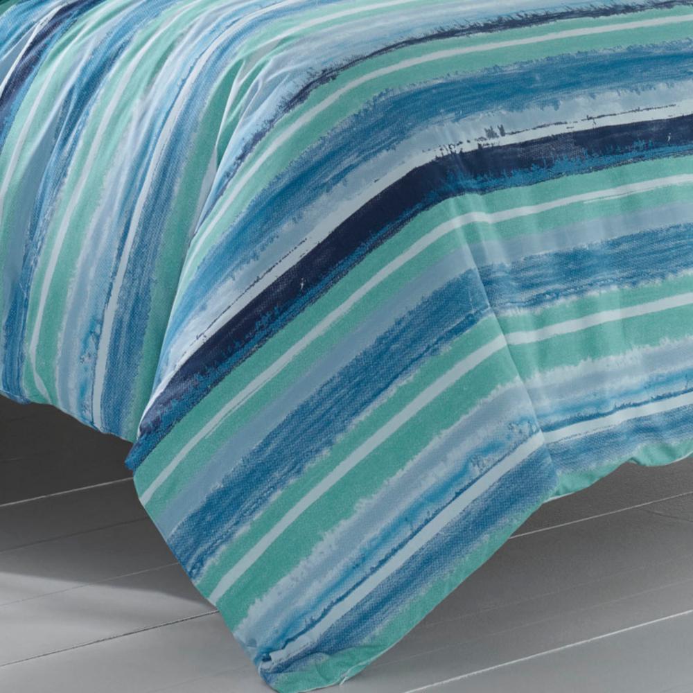 Poppy Fritz Alex 3 Piece Aqua Full Queen Cotton Comforter Set